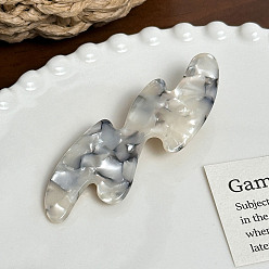 Серый Заколки из кожи аллигатора из ацетата целлюлозы (смола), волна, серые, 76x28x15 мм