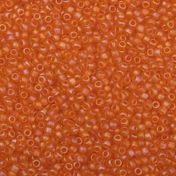 (174F) Light Hyacinth Orange Transparent Rainbow Matte TOHO 8/0 Round Beads, Japanese Seed Beads, (174F) Light Hyacinth Orange Transparent Rainbow Matte, 3mm, Hole: 1mm, about 1110pcs/50g