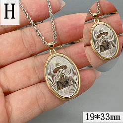 Human Латунные ожерелья с подвесками в виде медалей, платиной и золотом, человек, 23.62 дюйм (60 см), Кулон : 33x19 мм