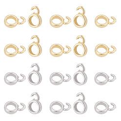 Real Gold Plated & Real Platinum Plated 20Pcs 2 Colors Brass Tube Bails, Loop Bails, Long-Lasting Plated, Ring Bail Beads, Real Gold Plated & Real Platinum Plated, 8.5x6x4x2mm, Hole: 2mm, 10pcs/color