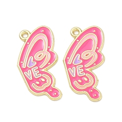 Doré  Pendentifs en émail , papillon avec des charmes de mots ve, pendentifs fendues, or, 29.5x17x1mm, Trou: 1.6mm
