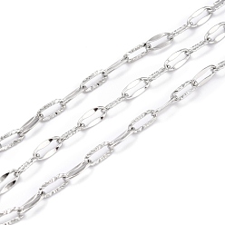 Нержавеющая Сталь Цвет Устойчивы к потускнению 304 цепи из нержавеющей стали, с катушкой, пайки, цвет нержавеющей стали, 10~10.5x4.5~5x1 мм, 10.93 ярдов (10 м) / рулон