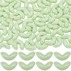 Бледно-Зеленый 80шт. прозрачных акриловых бусин с УФ-покрытием, радужный, лепестки тюльпана, бледно-зеленый, 12x23x9 мм, отверстие : 3 мм