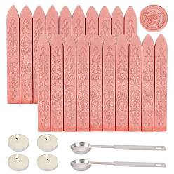Pink DIY Scrapbook Kits, Including Candle, Stainless Steel Spoon and Sealing Wax Sticks, Pink, 9x1.1x1.1cm, 20pcs