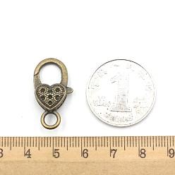 Сердце Тибетском стиле сплава омаров коготь застежками, античная бронза, сердце, 26x15 мм