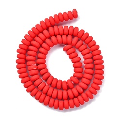 Red Handmade Polymer Clay Beads Strands, for DIY Jewelry Crafts Supplies, Flat Round, Red, 6~7x3mm, Hole: 1.5mm, about 113~116pcs/strand, 15.55 inch~16.14 inch(39.5~41cm)