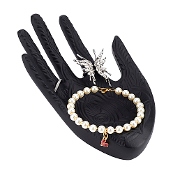 Schwarz Harz-Handring-Schmuckdisplays, Handmodell, Halter für Ringständer, Schwarz, 16x9x2.7 cm