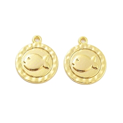 Настоящее золото 18K Стойки обшивки кулон сплава, гальваническое покрытие, не содержит никель-кадмия и свинца, рыба, реальный 18 k позолоченный, 18x15x1 мм, отверстие : 1.5 мм