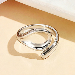 Stainless Steel Color 304 Stainless Steel Cuff Open Rings, Teardrop, Stainless Steel Color, 17mm