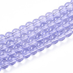 Средний Синий Шифер Краска для выпечки, прозрачные стеклянные бусины, нити, круглые, средний грифельно-синий, 6~6.5 мм, отверстие : 1.2 мм, около 138~142 шт / нитка, 29.53~30.31 дюйм (75~77 см)