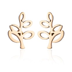 Лист 304 из нержавеющей стали серьги, золотые, лист, 9x6 мм