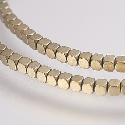 Antique Bronze Plated Electroplate Non-magnetic Synthetic Hematite Bead Strands, Grade AA, Cube, Antique Bronze Plated, 1.5x1.5x1.5mm, Hole: 0.1mm, about 274pcs/strand, 15.7 inch