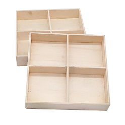 Античный Белый 2 шт. 4 квадратные деревянные подносы для ювелирных изделий, косметический, хранение мелких вещей, старинный белый, 9x9x1.7 см