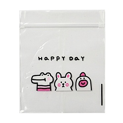 Бледно-Розовый Прямоугольные пластиковые подарочные пакеты с замком-молнией, закрывающиеся пакеты с рисунком животных, розовый жемчуг, 12x10x0.02 см, односторонняя толщина: 2.5 мил(0.065мм)