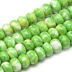 Lime Synthetic Ocean White Jade Beads Strands, Dyed, Rondelle, Lime, 10x5~6mm, Hole: 1.5mm about 72pcs/strand, 16.3 inch