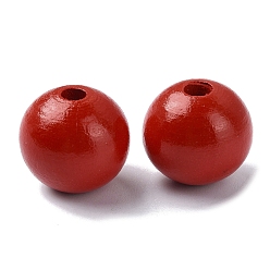 (123L) Белый крем непрозрачный блеск Деревянные европейские бусины с большими отверстиями, круглые, огнеупорный кирпич, 19~20x18 мм, отверстие : 4.2 мм