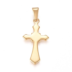 Golden 304 Stainless Steel Pendants, Cross, Golden, 30x16x1.5mm, Hole: 8x3mm