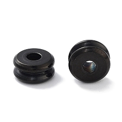 Черный 304 из нержавеющей стали бусы, Рифленые бусины, колонка, чёрные, 6x3 мм, отверстие : 1.8 мм