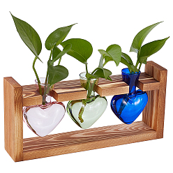 (52) Непрозрачная лаванда Стеклянная ваза в форме сердца, деревянная подставка для террариума с растениями, для украшения столешницы в домашнем саду или офисе, разноцветные, 279x77x129 мм