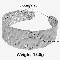 Нержавеющая Сталь Цвет Текстурированные женские браслеты-манжеты 304 из нержавеющей стали, цвет нержавеющей стали, внутренний диаметр: 2-1/4 дюйм (5.6 см)