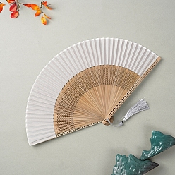 Белый Бамбуковый складной веер с кисточкой, для вечеринки свадебное танцевальное украшение, белые, 230x400 мм