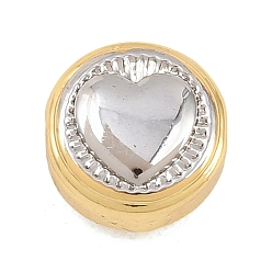 Сердце Религиозные латунные бусы, двухцветный плоский круглый, долговечный, стойки покрытие, без свинца и без кадмия, платиной и золотом, сердце, 10x5 мм, отверстие : 1.6 мм