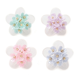 (52) Непрозрачная лаванда 4шт. матовые акриловые колпачки для бусин, подвески, , с колпачками из искусственного жемчуга и стеклянными бусинами., разноцветные, 14.5x20x19.5 мм, отверстие : 3 мм, о 4 шт / комплект