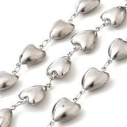 Нержавеющая Сталь Цвет 304 цепи из нержавеющей стали ссылка, несварные, сердце, с катушкой, цвет нержавеющей стали, 20.5x13.5x6.5 мм, 5 м / рулон