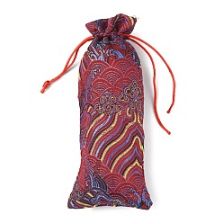FireBrick Silk Pouches, Drawstring Bag, FireBrick, 19x7.5~8cm