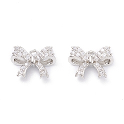 Платина Латунь с микропокрытием, долговечный, бантом, платина, 10x13x5 мм, отверстие : 1.2 мм