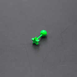 Лайм Окрашенные в 316l хирургические серьги из нержавеющей стали для хряща, звезда, желто-зеленые, 6x5 мм