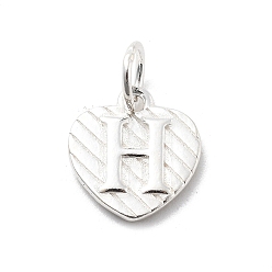 Letter H 925 серебряное сердце с подвесками в виде заглавных букв, с прыжковых колец, серебро , Письмо ч, 11.5x10.5x1.5 мм, отверстие : 4 мм