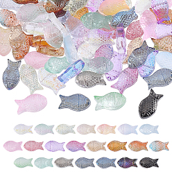 (52) Непрозрачная лаванда 110 шт 22 цвета прозрачные стеклянные бусины, рыба, разноцветные, 15x8x5 мм, отверстие : 1 мм, 5 шт / цвет