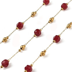 Малайский Нефрит Ионное покрытие (ip) 304 цепи из нержавеющей стали, с натуральным Malaysia нефрита, пайки, без кадмия и без свинца, с катушкой, 2~6 мм