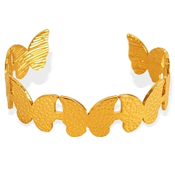 Золотой Браслеты-манжеты из нержавеющей стали для женщин, бабочка, золотые, 6-7/8 дюйм (17.6 см)