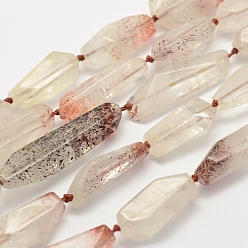 Autres Quartzs Perles naturelles de quartz brins, facette, nuggets, Grade A +, 13~36x7~10mm, Trou: 1mm, Environ 16~22 pcs/chapelet, 16.1 pouce