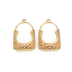 Настоящее золото 18K Латунные люстры ссылки компонент, без никеля , форма сумки, реальный 18 k позолоченный, 29x18x4 мм, отверстие : 1.4 мм