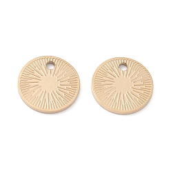 Настоящее золото 24K Ионное покрытие (ip) 316 хирургические брелоки из нержавеющей стали, плоско-круглые, реальный 24 k позолоченный, 10x1 мм, отверстие : 1.2 мм