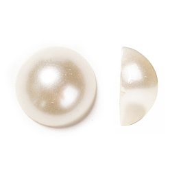 Бежевый Абс пластмассовые имитационные жемчужные кабошоны, полукруглый, бежевые, 16x8 мм