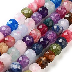 (52) Непрозрачная лаванда Бусины из натурального белого нефрита, граненые, окрашенные, кубические, разноцветные, 7x8x7 мм, отверстие : 1 мм, около 47~48 шт / нитка, 13.35~13.46'' (33.9~34.2 см)