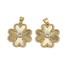 Настоящее золото 18K Латунные микро проложить кубического циркония подвески, , долговечный, без кадмия и без свинца, стойки покрытие, реальный 18 k позолоченный, 21.5x19.5x2.5 мм, отверстие : 4.5x3.5 мм