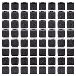 Черный 150шт непрозрачные акриловые европейские бусины, бусины с большим отверстием, куб с письмом, чёрные, 12x12x12 мм, отверстие : 6.5 мм