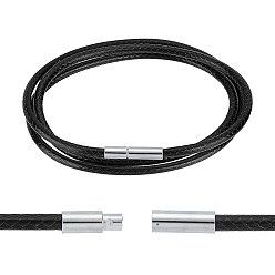 Кокосово-Коричневый Плетеные круглые шнуры из вощеного полиэстера, с застежкой, для ожерелья делает, кокосового коричневый, 23-5/8~24 дюйм (60~61.1 см), 0.3 см