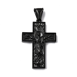 Черный 304 подвески из нержавеющей стали, ионное покрытие (ip), крестик, чёрные, 38x25.5x6 мм, отверстие : 4x9 мм