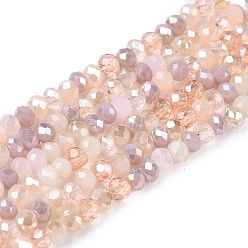 Фора Стеклянные бусины с гальваническим покрытием , граненый(32 граненый), рондель, оранжевые, 2.5x2 мм, отверстие : 0.6 мм, около 180~186 шт / нитка, 13.39~13.78 дюйм (34~35 см)