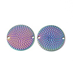Rainbow Color Ионное покрытие (ip) 304 подвески из нержавеющей стали, плоские круглые ссылки, Радуга цветов, 20x1 мм, отверстие : 1.6 мм