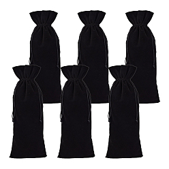 Черный Бархатные упаковочные мешочки, шнурок сумки, прямоугольные, чёрные, 37.8x15.3x0.15 см