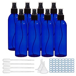 Blue DIY Kits, with Plastic Spray Bottles, Mini Transparent Plastic Funnel Hoppers, 2ml Disposable Plastic Droppers and Label Paster, Blue, 19.5cm, Capacity: 250ml