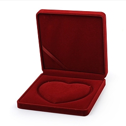 Темно-Красный Бархат ожерелье коробки, коробка для упаковки ювелирных изделий, квадратный, темно-красный, 19x19x4 см