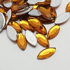 Шоколадный Акриловые стразы - кабошоны , плоская спина и гранеными, лошадиный глаз , цвет шоколада, 15x7x1.8 мм, около 2000 шт / упаковка